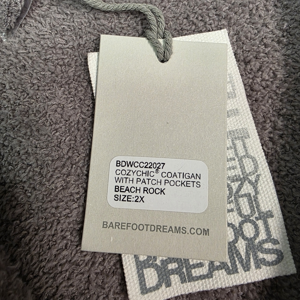 Barefoot Dreams‎ CozyChic Coatigan with Patch Pockets Women's Size 2X Beach Rock - Picture 3 of 7